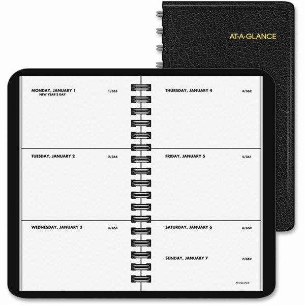 At-A-Glance 2.5 x 4.5 in. Weekly Pocket Planner, Simulated Leather - Black AT464860